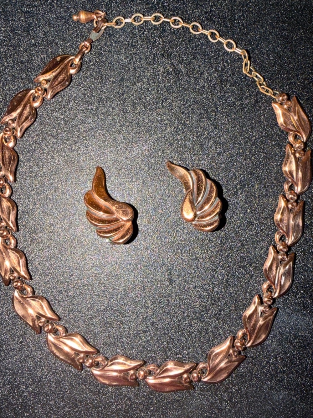 Renoir copper necklace and earrings